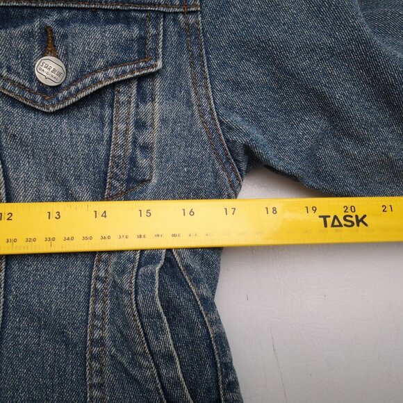 Star Blue Ladies Size Small Blue Denim Jacket with White Faux Fur Lining - Picture 11 of 13